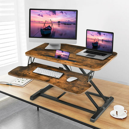 Height-Adjustable Ergonomic Sit-Stand Desk with Metal Frame and Clamping Plates