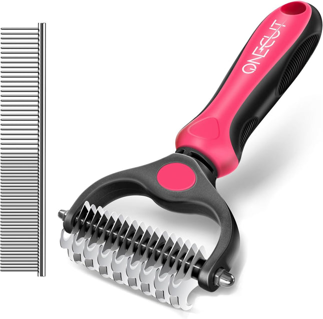 Dematting Comb for Dogs and Cats, Onecut Pet Grooming Rake and Brushes for Small